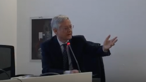 Il presidente dell'Accademia della Crusca Claudio Marazzini, durante la sua lectio in occasione dell'inaugurazione del secondo anno del Master in Giornalismo all'Università di Torino
