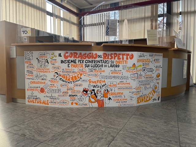 Il pannello in esposizione alla Camera di Commercio di Torino