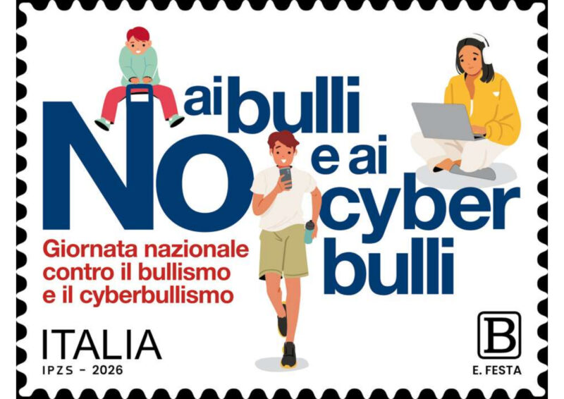 Il francobollo realizzato per la Giornata contro bullismo e cyberbullismo